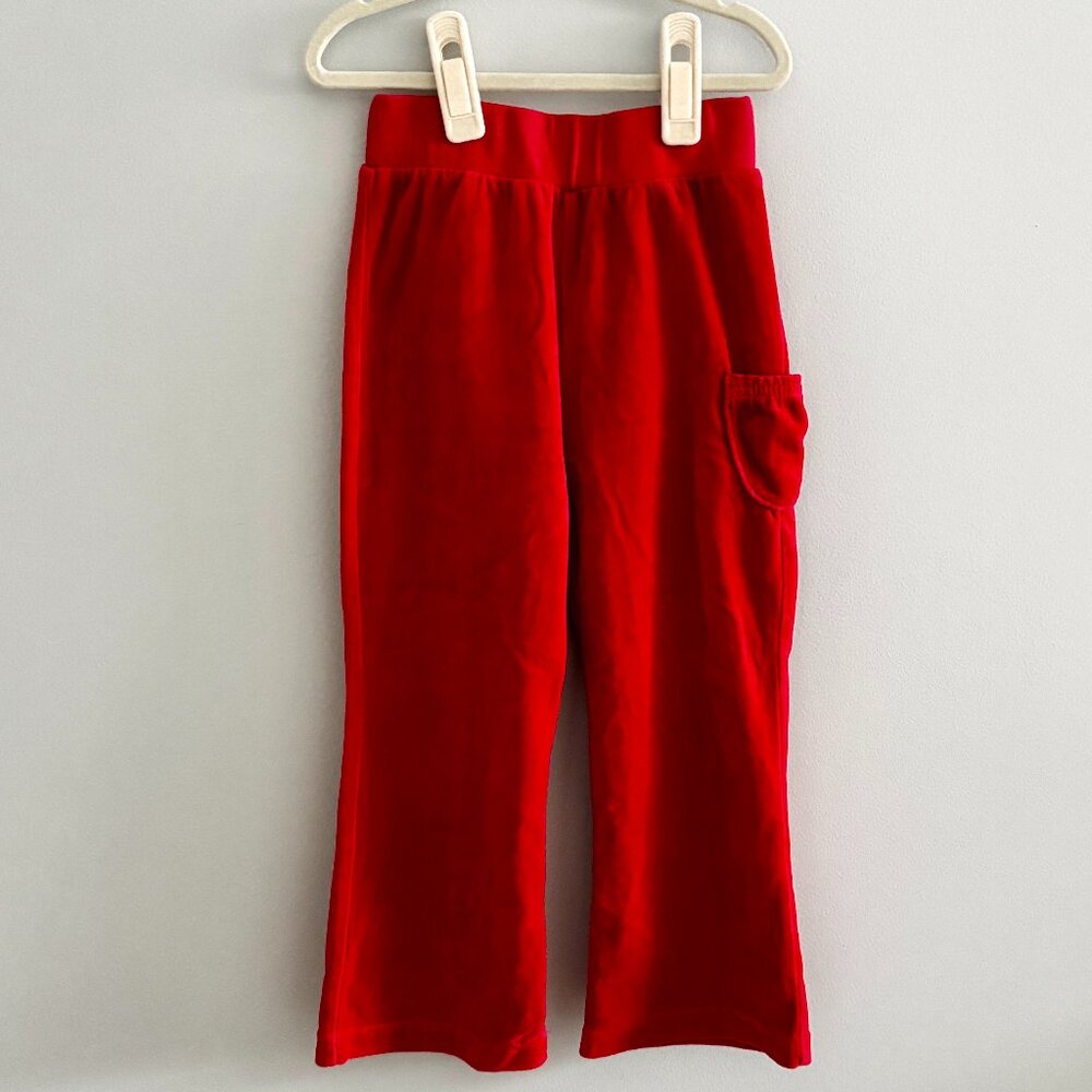 Hanna Andersson Velour Flare Pants in Hanna Red EUC 100cm/4